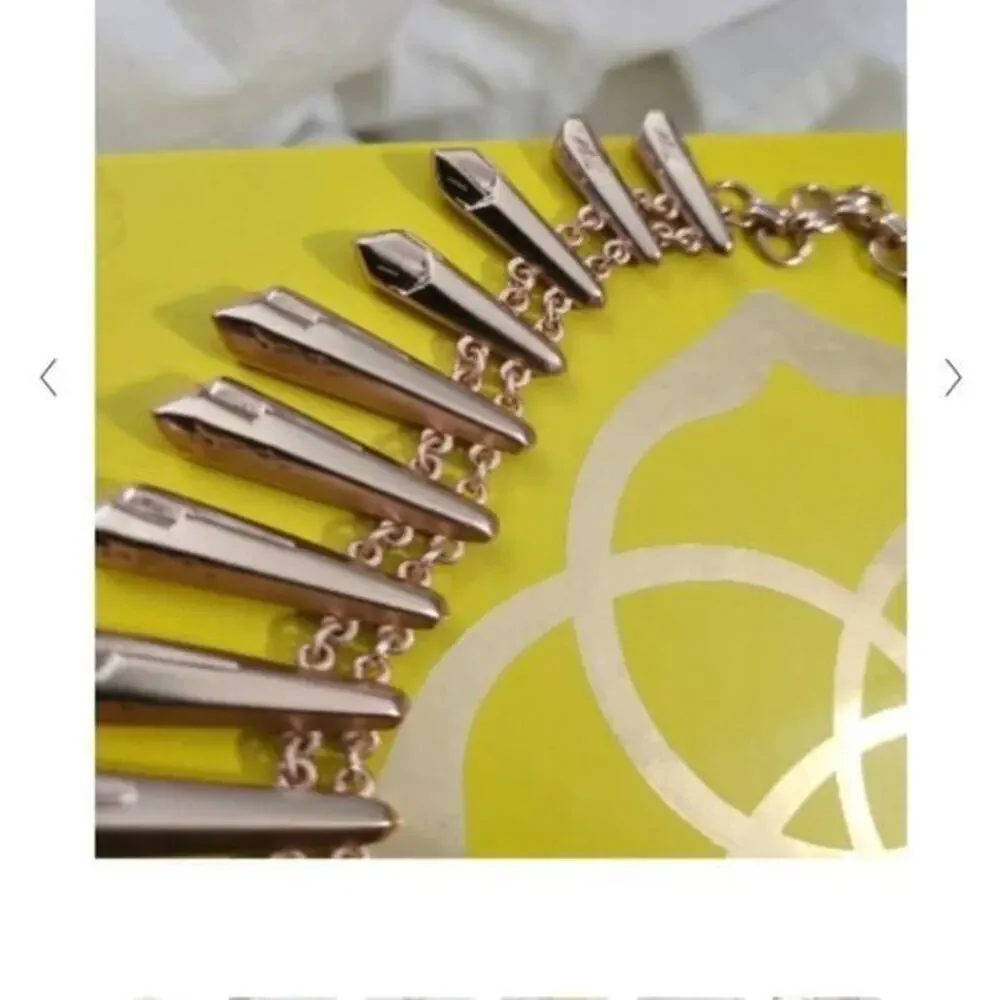 Kendra Scott Jill Gold Sunburst Spike Statement Fringe‎ Necklace Rose Gold Tone - Picture 9 of 16